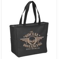 I Was Social Distancing Before It Was Cool Skull Badge Zip Tote Bag