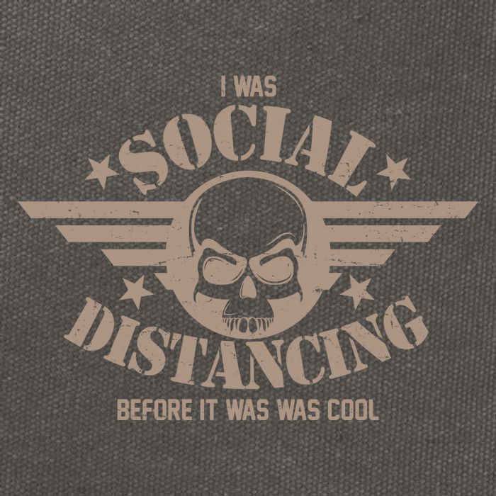 I Was Social Distancing Before It Was Cool Skull Badge Cotton Canvas Backpack
