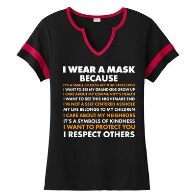 I Wear A Mask Because I Want to Protect You Ladies Halftime Notch Neck Tee