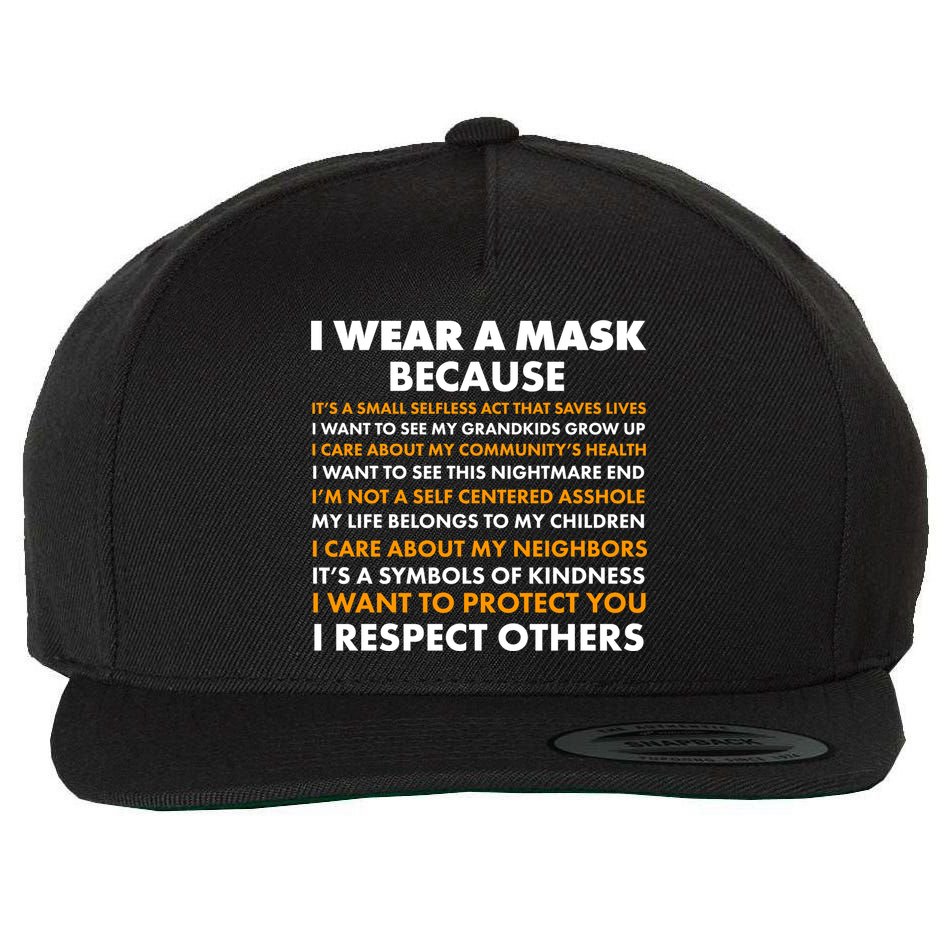 I Wear A Mask Because I Want to Protect You Wool Snapback Cap