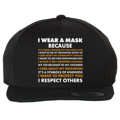 I Wear A Mask Because I Want to Protect You Wool Snapback Cap