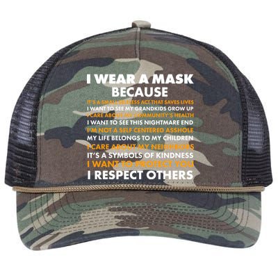 I Wear A Mask Because I Want to Protect You Retro Rope Trucker Hat Cap