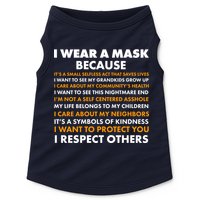 I Wear A Mask Because I Want to Protect You Doggie Tank