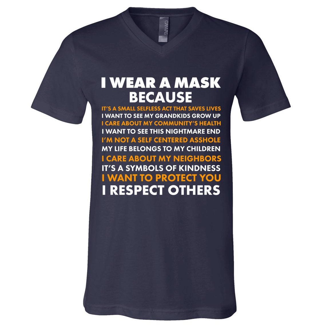 I Wear A Mask Because I Want to Protect You V-Neck T-Shirt
