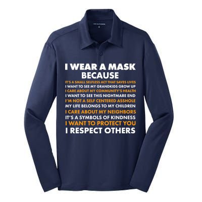 I Wear A Mask Because I Want to Protect You Silk Touch Performance Long Sleeve Polo