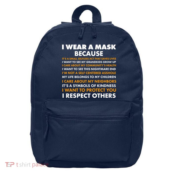 I Wear A Mask Because I Want to Protect You 16 in Basic Backpack