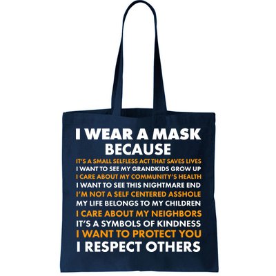 I Wear A Mask Because I Want to Protect You Tote Bag