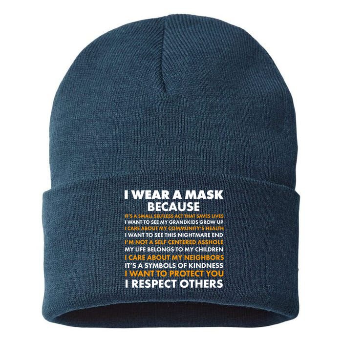 I Wear A Mask Because I Want to Protect You Sustainable Knit Beanie