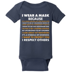 I Wear A Mask Because I Want to Protect You Baby Bodysuit