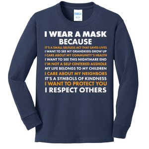 I Wear A Mask Because I Want to Protect You Kids Long Sleeve Shirt