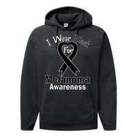 I Wear Black For Melanoma Awareness Performance Fleece Hoodie