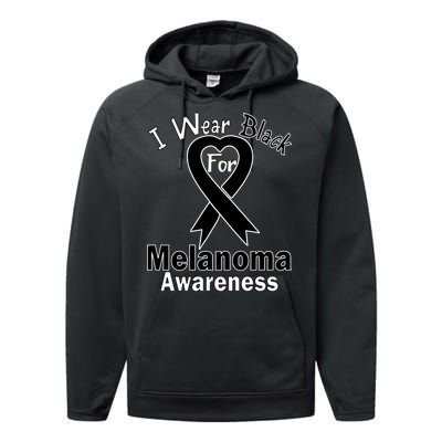 I Wear Black For Melanoma Awareness Performance Fleece Hoodie