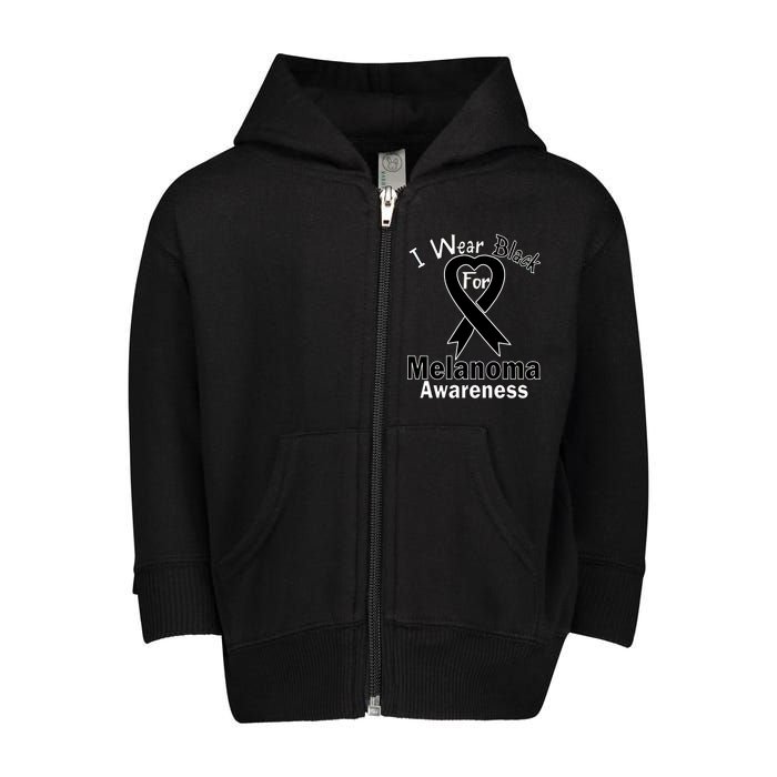 I Wear Black For Melanoma Awareness Toddler Zip Fleece Hoodie