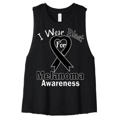 I Wear Black For Melanoma Awareness Women's Racerback Cropped Tank