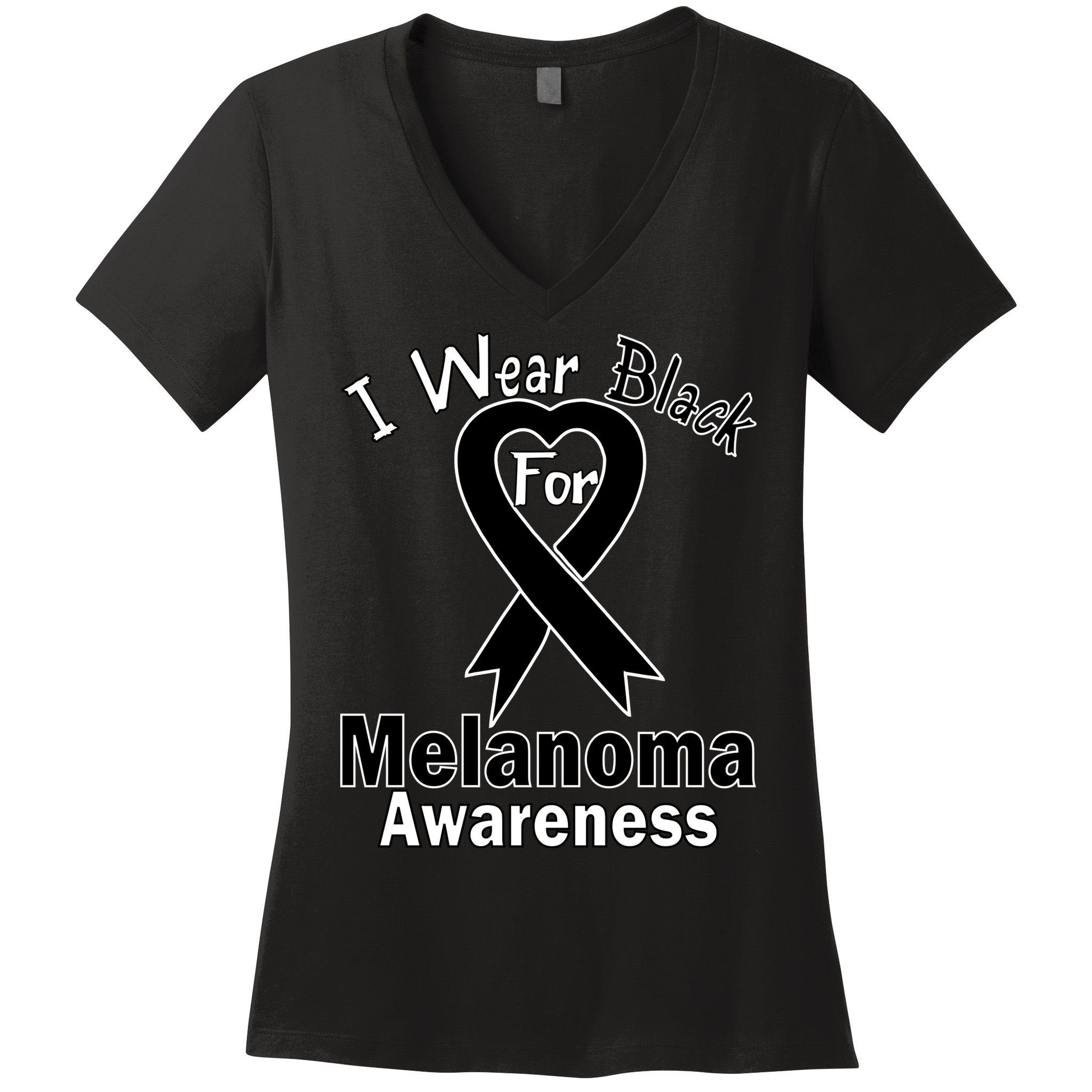I Wear Black For Melanoma Awareness Women's V-Neck T-Shirt