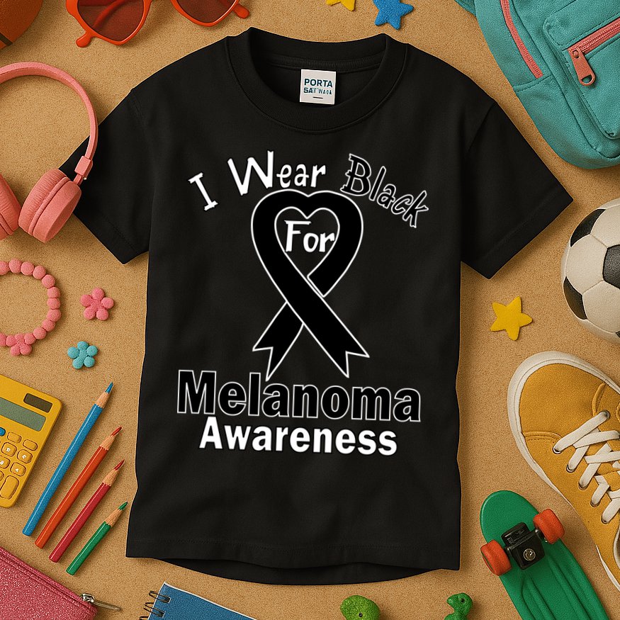 I Wear Black For Melanoma Awareness Kids T-Shirt