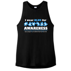 I Wear Blue For Autism Awareness Accept Understand Love Ladies PosiCharge Tri-Blend Wicking Tank