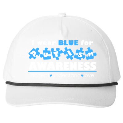 I Wear Blue For Autism Awareness Accept Understand Love Snapback Five-Panel Rope Hat