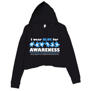 I Wear Blue For Autism Awareness Accept Understand Love Crop Fleece Hoodie