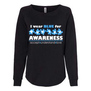 I Wear Blue For Autism Awareness Accept Understand Love Womens California Wash Sweatshirt