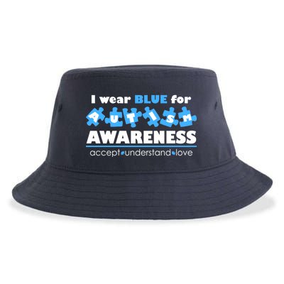 I Wear Blue For Autism Awareness Accept Understand Love Sustainable Bucket Hat