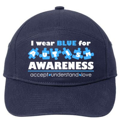 I Wear Blue For Autism Awareness Accept Understand Love 7-Panel Snapback Hat