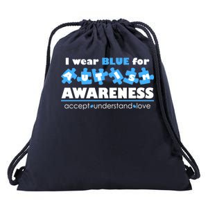 I Wear Blue For Autism Awareness Accept Understand Love Drawstring Bag