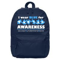 I Wear Blue For Autism Awareness Accept Understand Love 16 in Basic Backpack