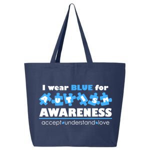 I Wear Blue For Autism Awareness Accept Understand Love 25L Jumbo Tote