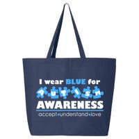 I Wear Blue For Autism Awareness Accept Understand Love 25L Jumbo Tote