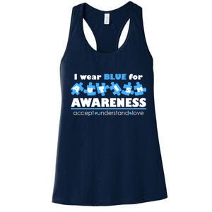 I Wear Blue For Autism Awareness Accept Understand Love Women's Racerback Tank