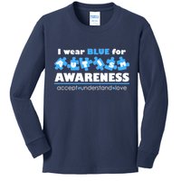 I Wear Blue For Autism Awareness Accept Understand Love Kids Long Sleeve Shirt