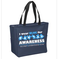 I Wear Blue For Autism Awareness Accept Understand Love Zip Tote Bag