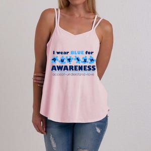 I Wear Blue For Autism Awareness Accept Understand Love Women's Strappy Tank