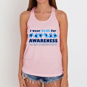 I Wear Blue For Autism Awareness Accept Understand Love Women's Knotted Racerback Tank