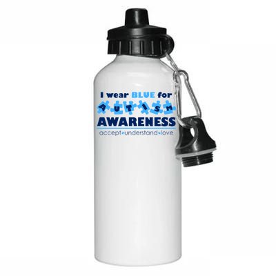 I Wear Blue For Autism Awareness Accept Understand Love Aluminum Water Bottle