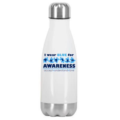 I Wear Blue For Autism Awareness Accept Understand Love Stainless Steel Insulated Water Bottle