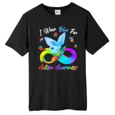 I Wear Blue For Autism Awareness Butterfly Infinity Rainbow  Tall Fusion ChromaSoft Performance T-Shirt