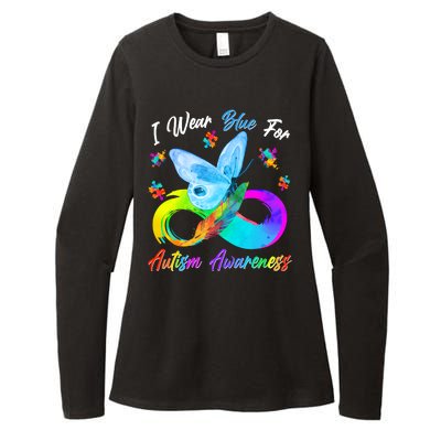 I Wear Blue For Autism Awareness Butterfly Infinity Rainbow  Womens CVC Long Sleeve Shirt