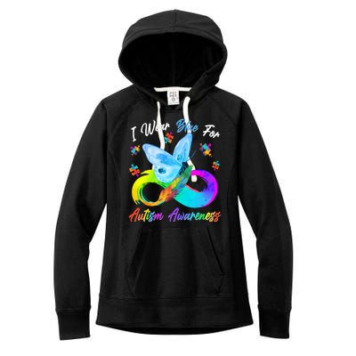 I Wear Blue For Autism Awareness Butterfly Infinity Rainbow  Women's Fleece Hoodie