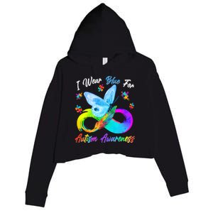 I Wear Blue For Autism Awareness Butterfly Infinity Rainbow  Crop Fleece Hoodie