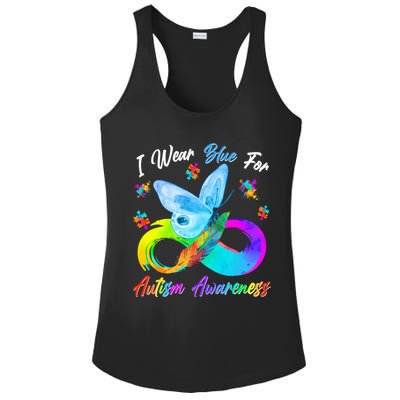 I Wear Blue For Autism Awareness Butterfly Infinity Rainbow  Ladies PosiCharge Competitor Racerback Tank