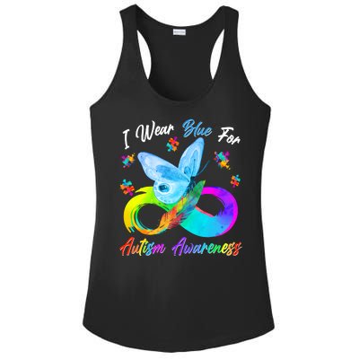 I Wear Blue For Autism Awareness Butterfly Infinity Rainbow  Ladies PosiCharge Competitor Racerback Tank