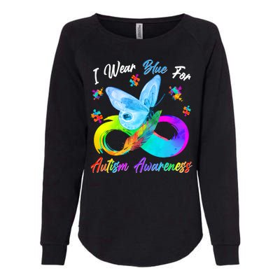 I Wear Blue For Autism Awareness Butterfly Infinity Rainbow  Womens California Wash Sweatshirt