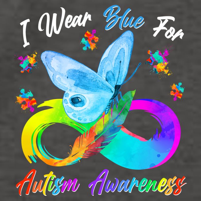 I Wear Blue For Autism Awareness Butterfly Infinity Rainbow  Vector Backpack