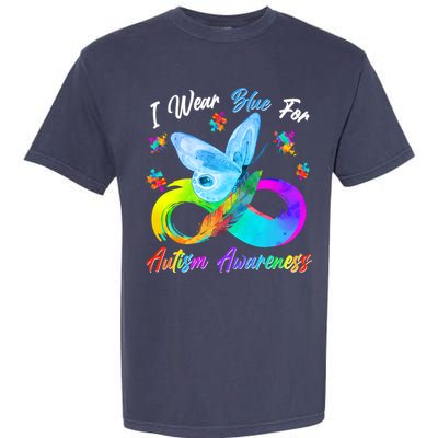 I Wear Blue For Autism Awareness Butterfly Infinity Rainbow  Garment-Dyed Heavyweight T-Shirt