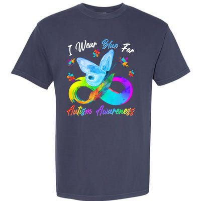 I Wear Blue For Autism Awareness Butterfly Infinity Rainbow  Garment-Dyed Heavyweight T-Shirt