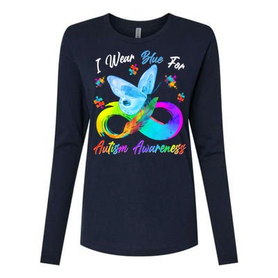 I Wear Blue For Autism Awareness Butterfly Infinity Rainbow  Womens Cotton Relaxed Long Sleeve T-Shirt