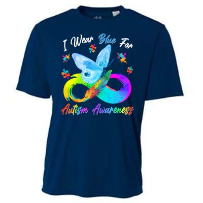 I Wear Blue For Autism Awareness Butterfly Infinity Rainbow  Cooling Performance Crew T-Shirt