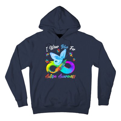 I Wear Blue For Autism Awareness Butterfly Infinity Rainbow  Hoodie